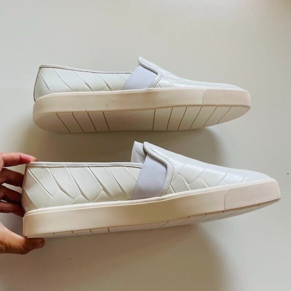 NWOB Vince Blair Slip On Sneaker Shoe Slip On Leather Woven Classic Preppy Rubbe - Picture 4 of 13